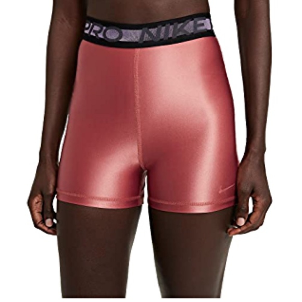 NWOT Nike Pro shine pink 3” biker shorts